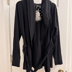 NWT Majamas earth ME black elina hoodie women sz XL cardigan NEW organic